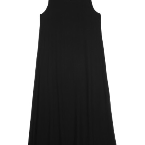 Eileen Fisher Black Midi Tank Slip Dress Overlay - Picture 4 of 8